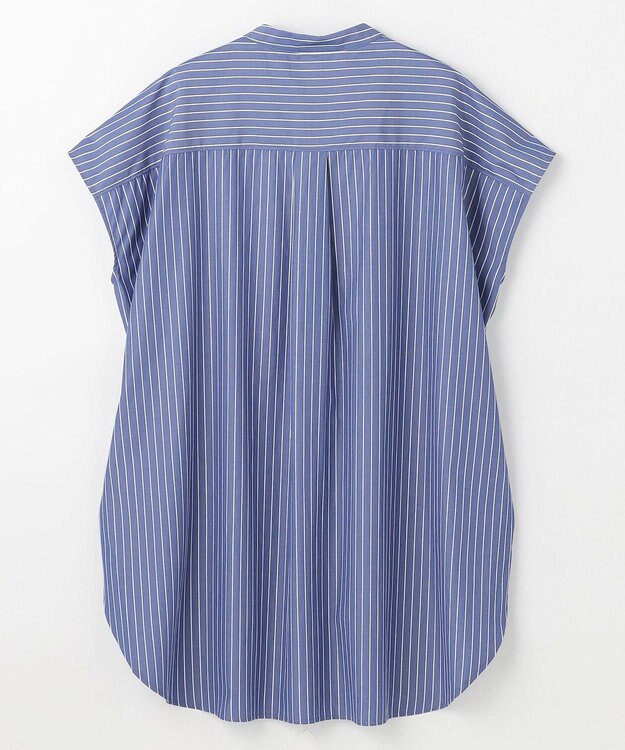 ANY 【洗濯機可】ラメストライプ半袖シャツブラウス ネイビー×オフストライプ