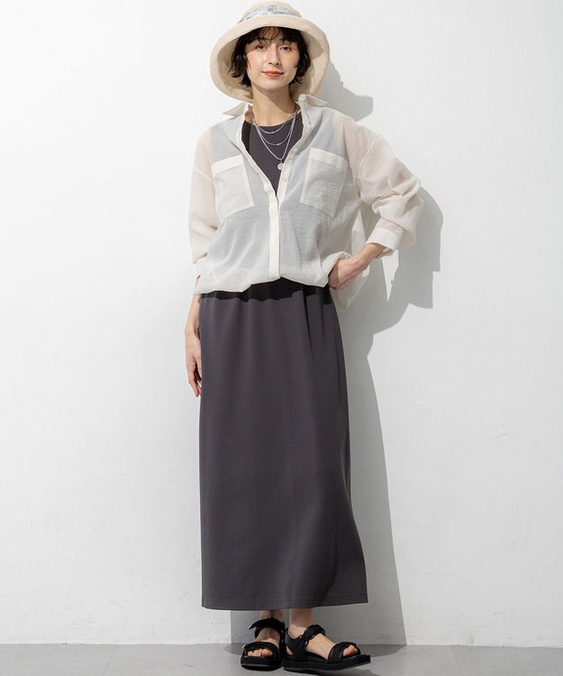 23区 【先行予約/見上愛さん着用】ナイロンコットンシアーボイル ドロストシャツ ベージュ系