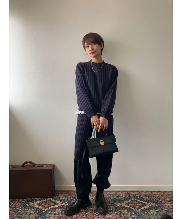 Green Parks リブニットプルオーバー Navy