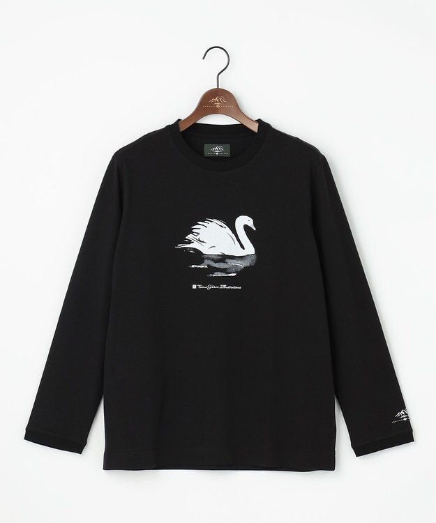 JOSEPH ABBOUD MOUNTAIN 【テーム・ヤルヴィモチーフ】プレーティング天竺 ロングTシャツ ブラック×スワン
