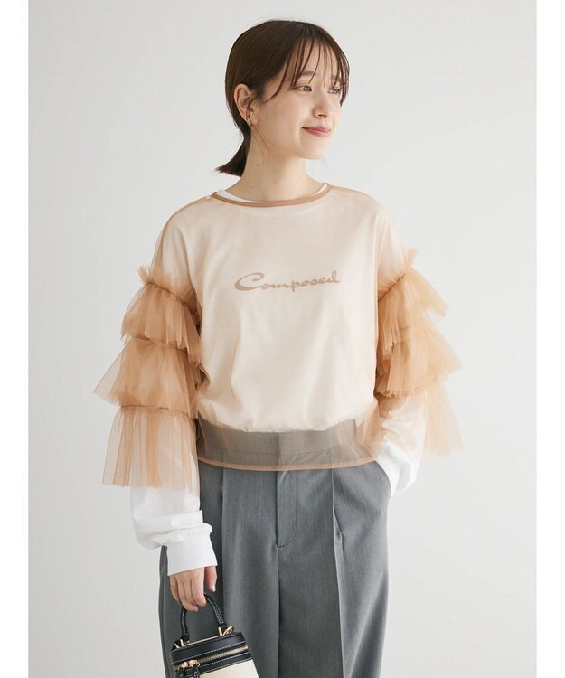 Green Parks ・ＥＬＥＮＣＡＲＥ　ＤＵＥ　２ｗａｙチュールブラウス Beige