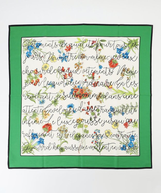 自由区 フラワープリントレター スカーフ グリーン