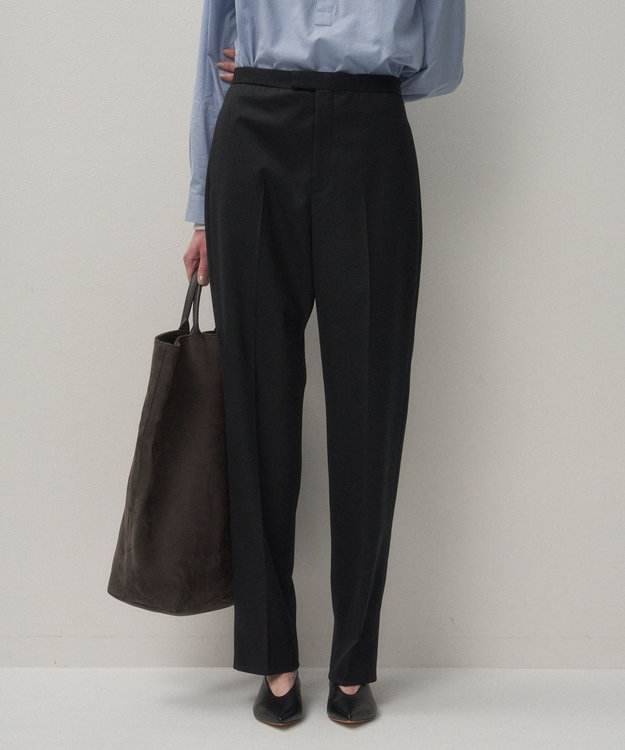 ATON タックワイドテーパードパンツ　size06 WOOL LINEN SHARKSKIN | テーパードタックパンツ / ATON