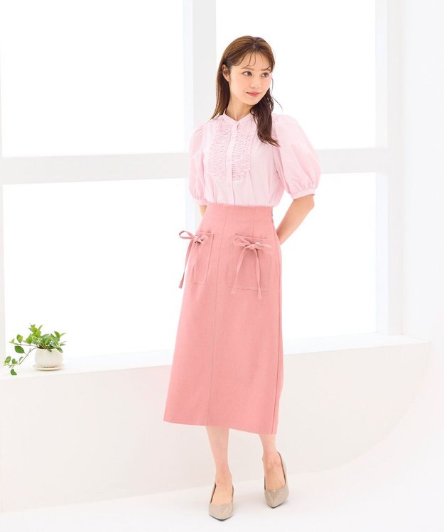 Feroux フリルディテール パフスリーブ ブラウス ピンク系