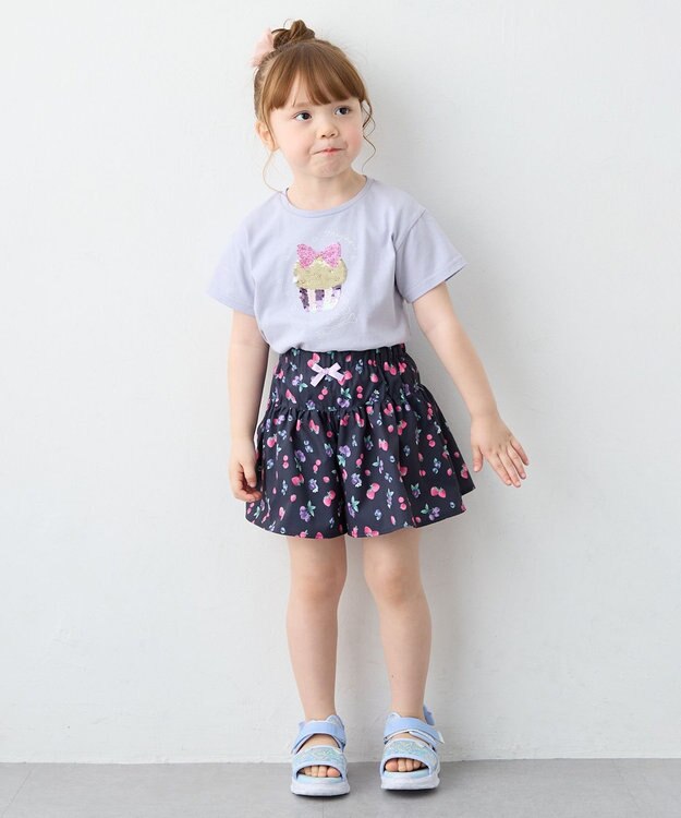 ANY KIDS 【洗濯機可能】総柄フルーツ キュロット ネイビー