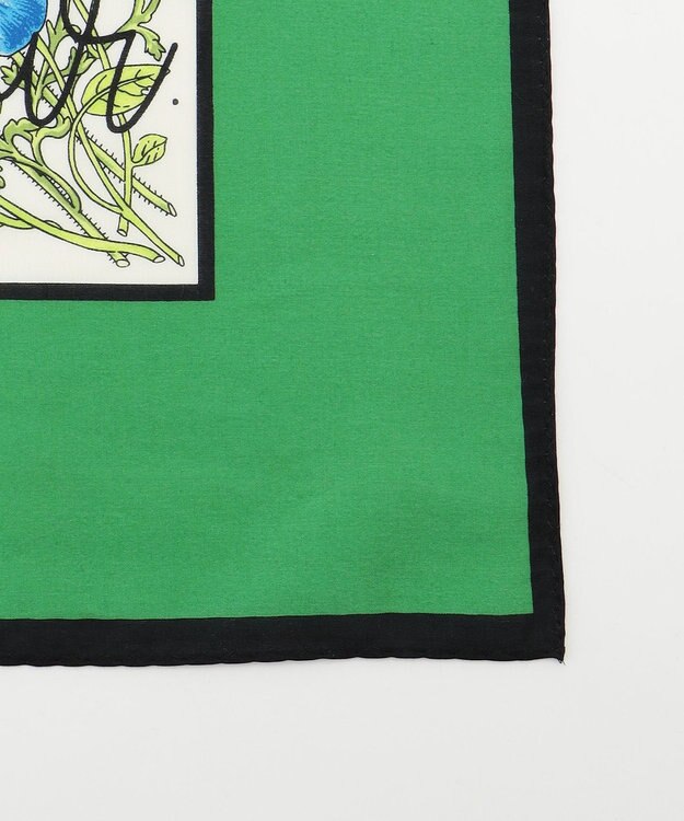 自由区 フラワープリントレター スカーフ グリーン