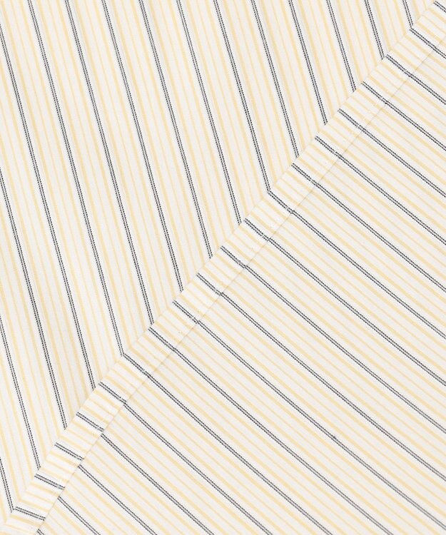 J.PRESS LADIES 【洗える】BEZ ドビーストライプ フリルネック ブラウス イエロー×グレーストライプ系