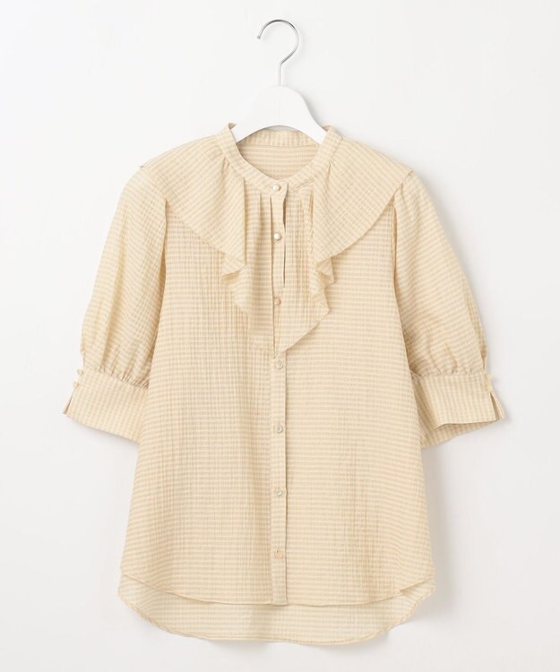 Feroux 【洗える】ラッフルフリル ブラウス ベージュ系