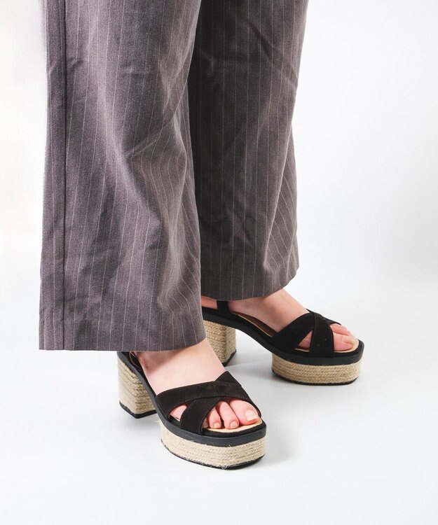 gaimo 【GAIMO/ガイモ】クロスストラップ プラットフォームサンダル/MANU ブラック