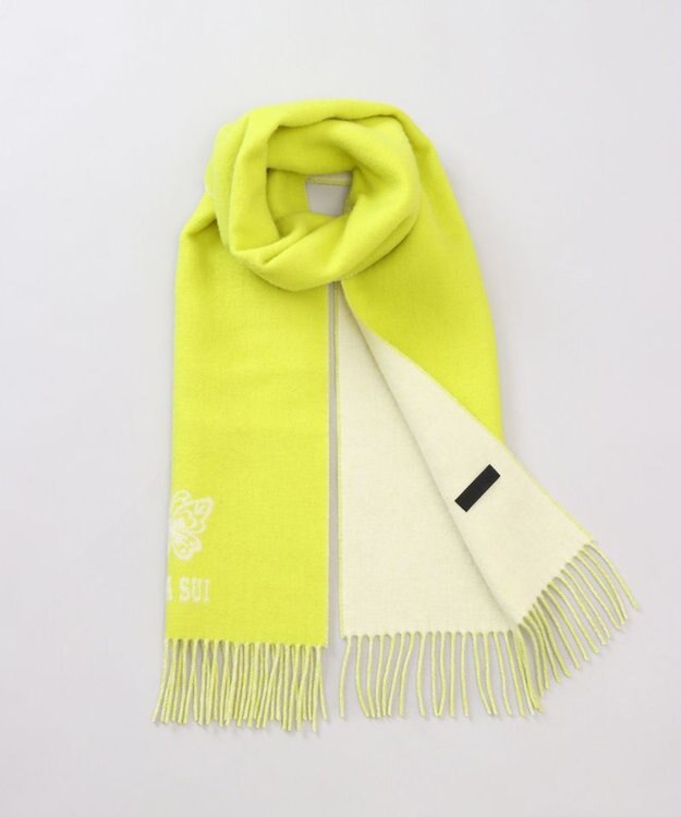 AURORA 【 ANNA SUI（アナ スイ）】ウールリバーシブルマフラー ライトグリーン