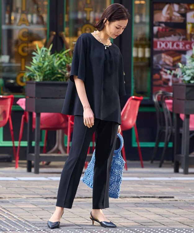 自由区 【XSサイズ～/洗える/セット可】ダブルクロス テーパードパンツ ネイビー系