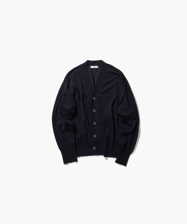ATON CASHMERE SILK SPUN | Vネックカーディガン NAVY