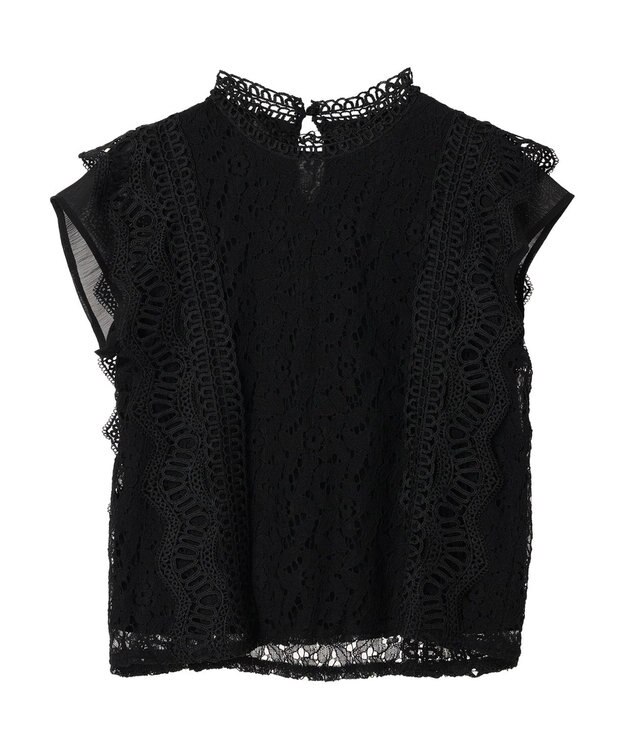 Green Parks ・Ｐｅｔｉｔ　Ｆｌｅｕｒ　フレンチレーシ－ブラウス Black