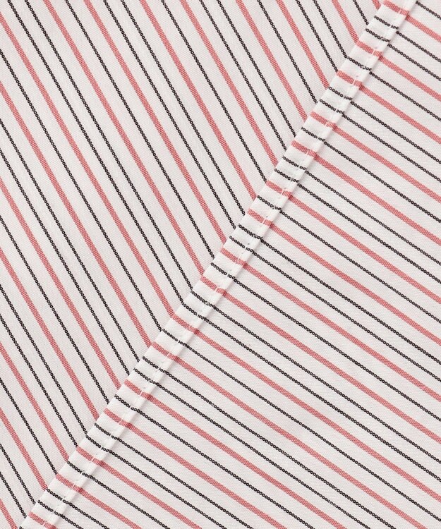 J.PRESS LADIES BEZ ドビーストライプ バンドカラー ブラウス ホワイト×ピンク×スレート系