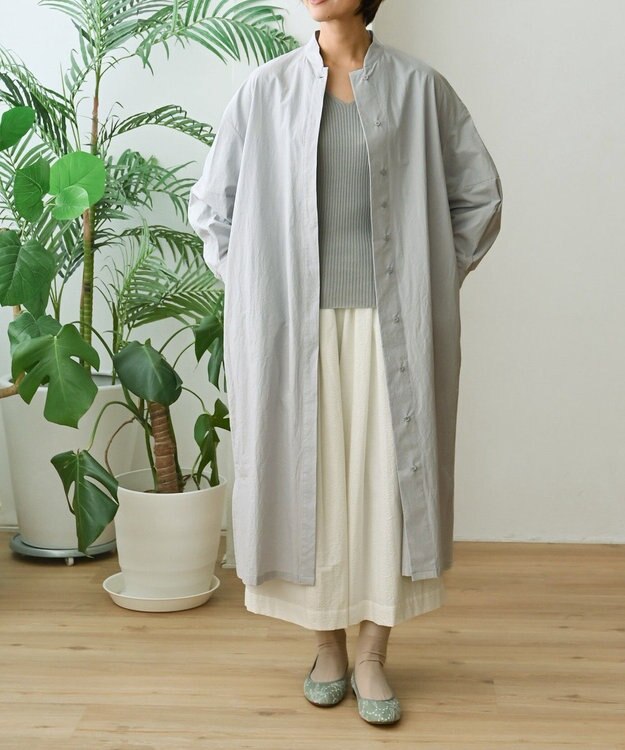 muuc 〈2WAY〉〈遠州織物の工場で織られた上質なコットン生地〉スタンドカラー 羽織り＆シャツワンピース ライトグレー