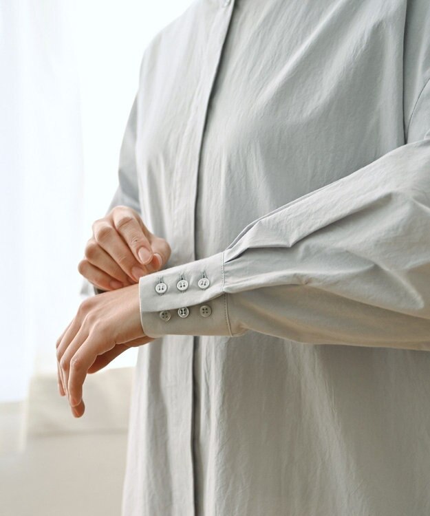 muuc 〈2WAY〉〈遠州織物の工場で織られた上質なコットン生地〉スタンドカラー 羽織り＆シャツワンピース ライトグレー