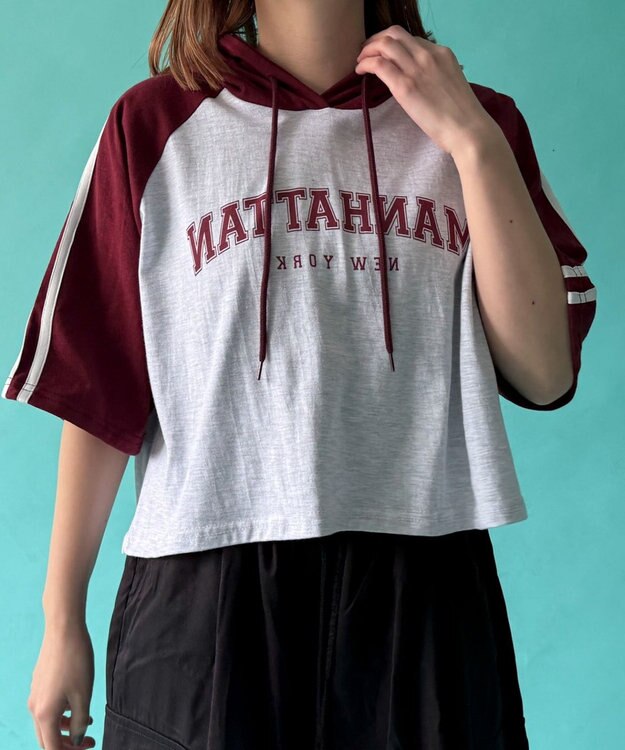 WEGO フーデッドラグランT ワイン