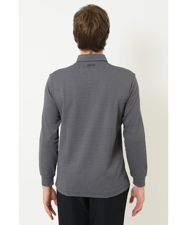 DAKS 【DAKS GOLF】 ジャガード長袖ニットポロ チャコール