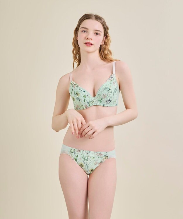 une nana cool さあわたし レース 脇高ブラジャー MADE WITH LIBERTY FABRIC クリアグリーン