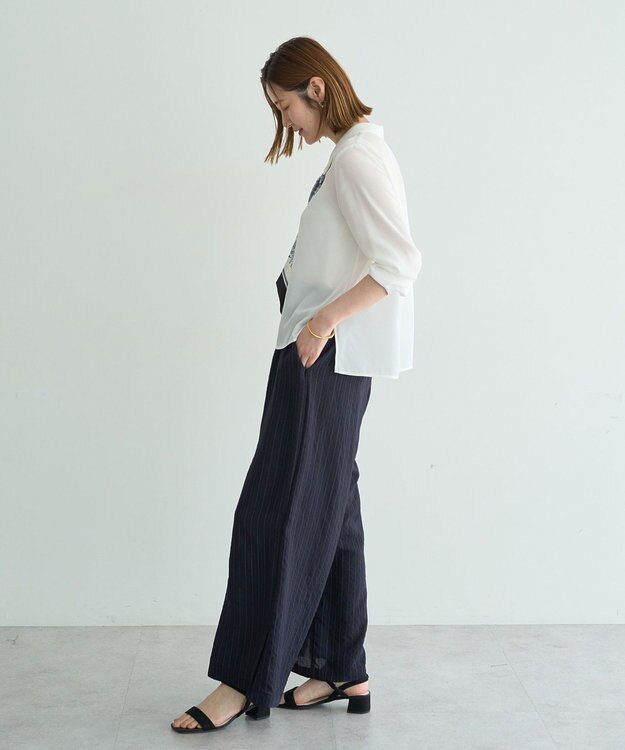 YECCA VECCA 【セットアップ対応】ストライプ柄ワイドパンツ Brown