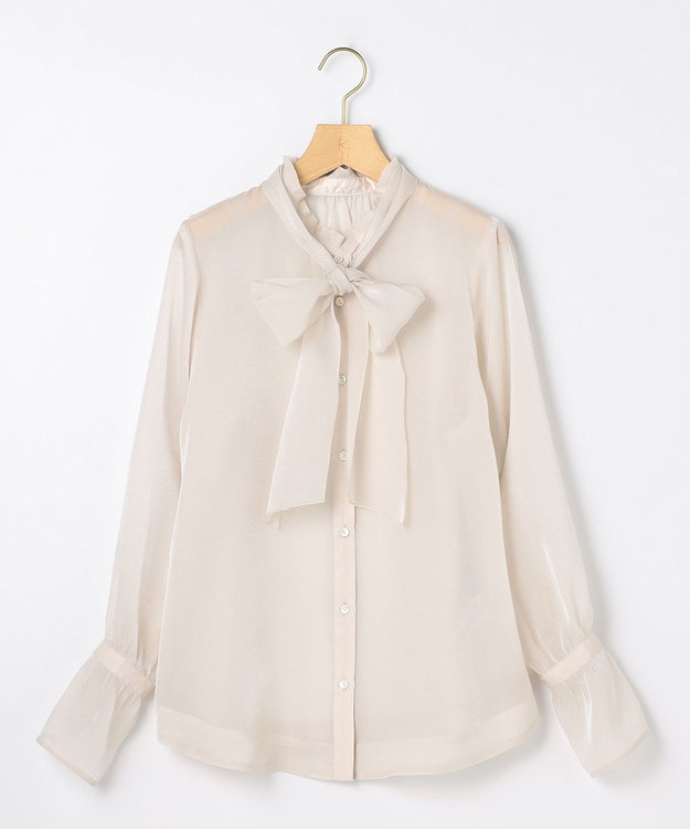 組曲 L 【WEB限定】シャイニーオーガンボウタイ付き ブラウス アイボリー系