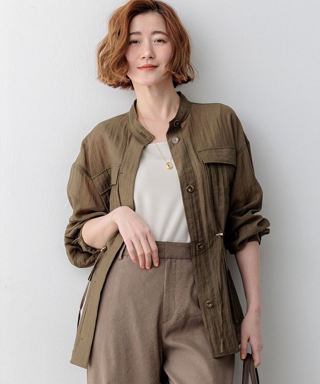 23区 【先行予約】リネンミックスシアースラブ ミリタリージャケット