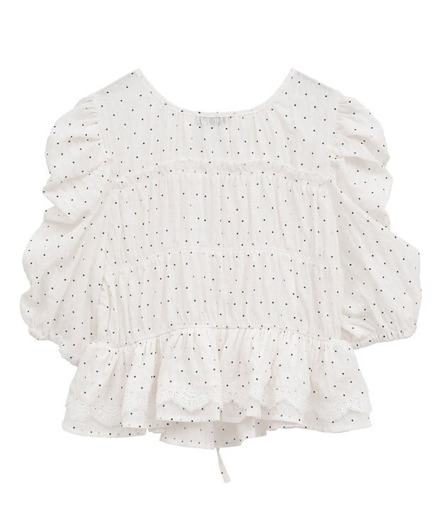 earth music&ecology レースティアードシャーリングブラウス Dot