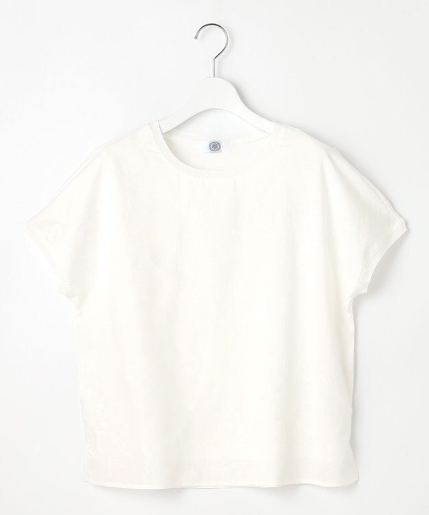 J.PRESS LADIES 【洗える】シアーエンブロイダリー カットソー オフホワイト系