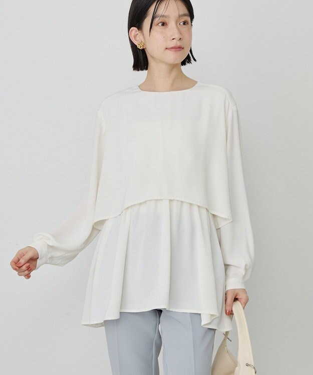 AMERICAN HOLIC 【イージーケア】Ｗクロスティアードブラウス Off White