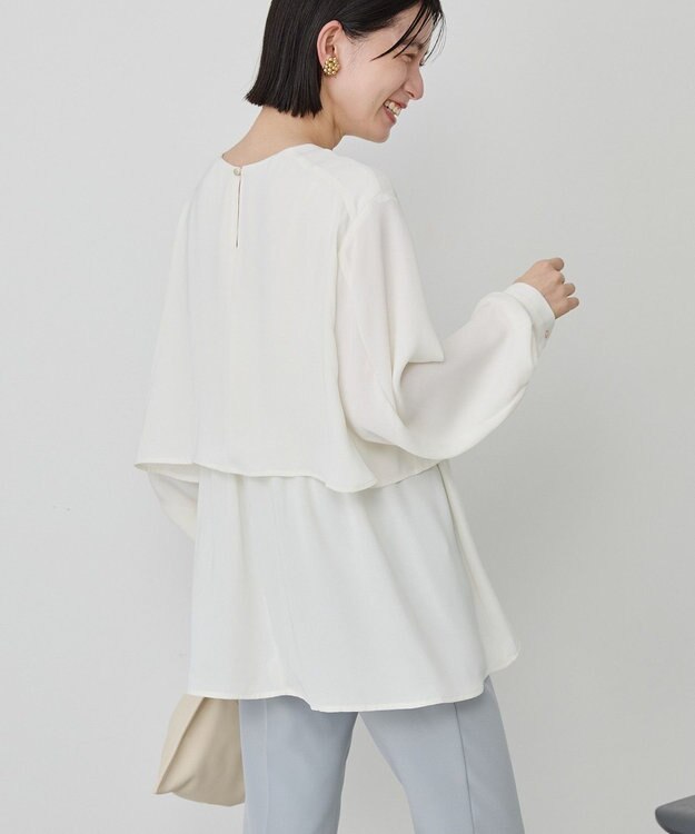 AMERICAN HOLIC 【イージーケア】Ｗクロスティアードブラウス Off White