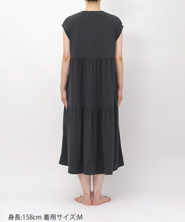 tsumori chisato SLEEP ツモリチサト ワンピース 綿混ベア天竺素材(本体) 1分袖 半袖 ロング丈 レディース UNT125/ワコール ブラック