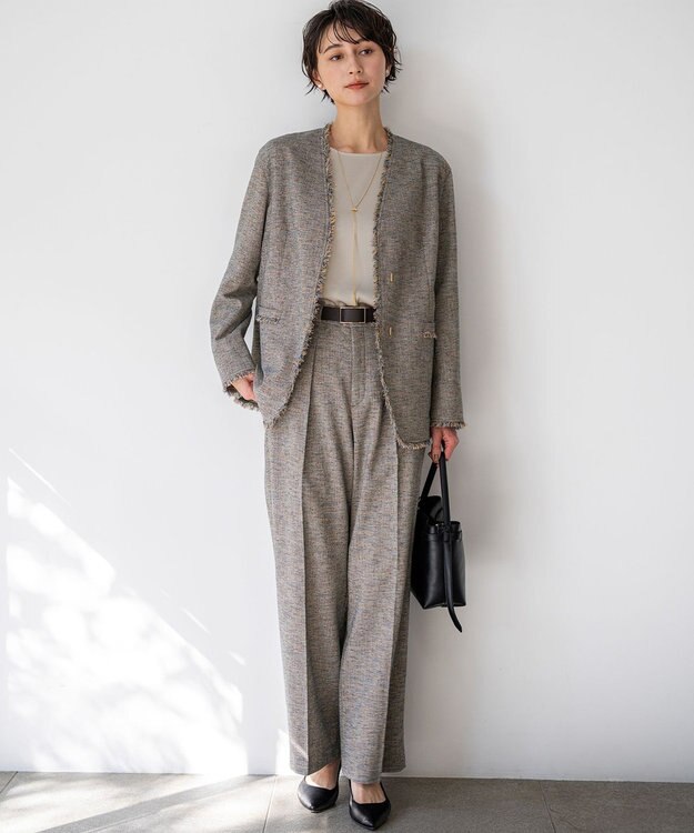 23区 L 【先行予約】リネンライクブッチャー ワイドパンツ ダークブラウン