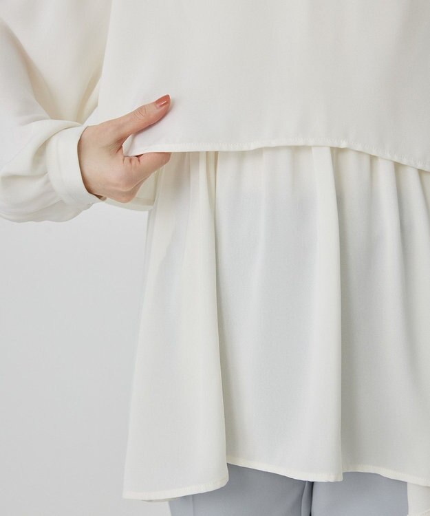 AMERICAN HOLIC 【イージーケア】Ｗクロスティアードブラウス Off White