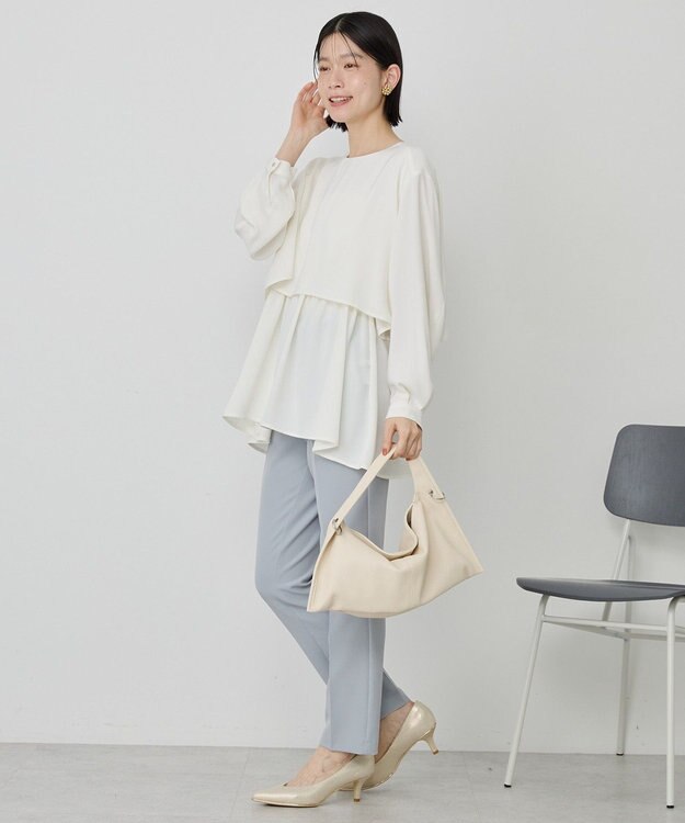 AMERICAN HOLIC 【イージーケア】Ｗクロスティアードブラウス Off White