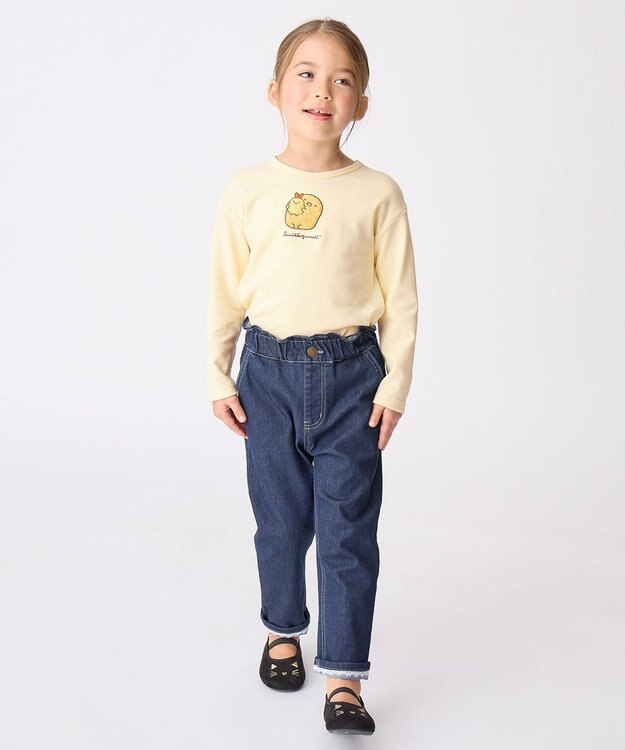 ANY KIDS 【すみっコぐらし】サガラ刺繍 長袖 Tシャツ クリーム×とんかつ