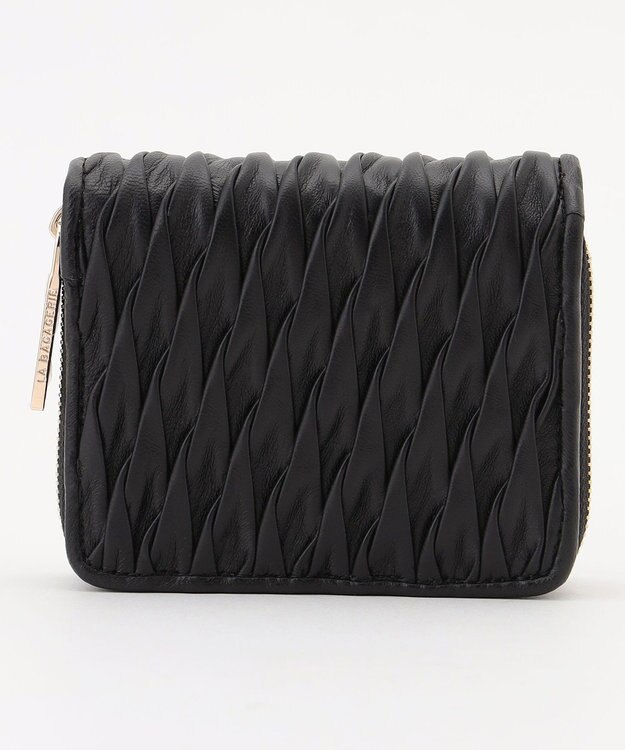 LA BAGAGERIE シープレザープリーツ加工二つ折り財布 ブラック