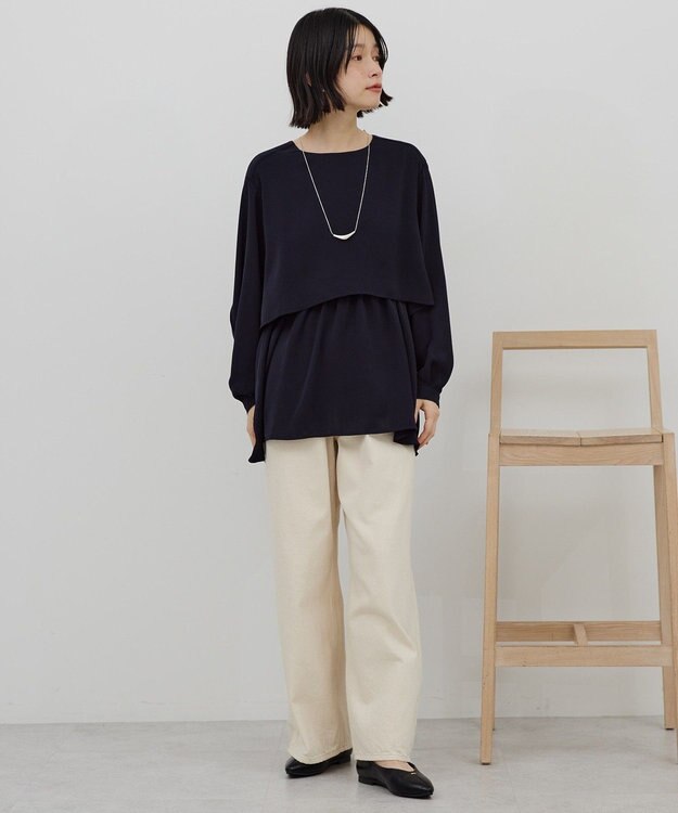 AMERICAN HOLIC 【イージーケア】Ｗクロスティアードブラウス Dark Navy
