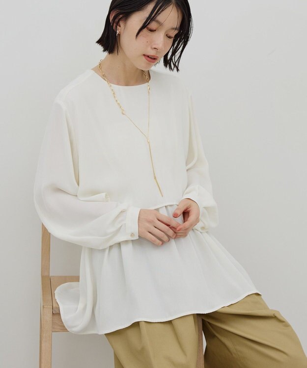 AMERICAN HOLIC 【イージーケア】Ｗクロスティアードブラウス Off White