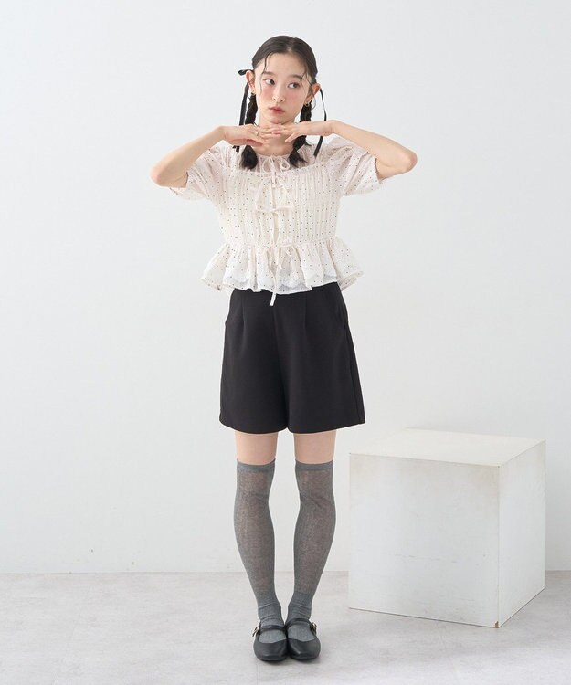 earth music&ecology レースティアードシャーリングブラウス Dot