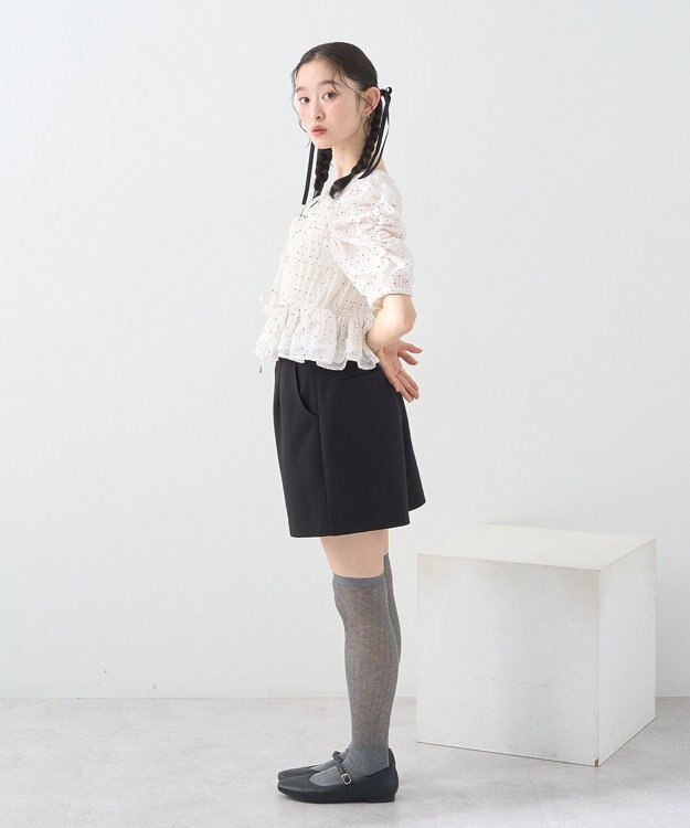 earth music&ecology レースティアードシャーリングブラウス Dot