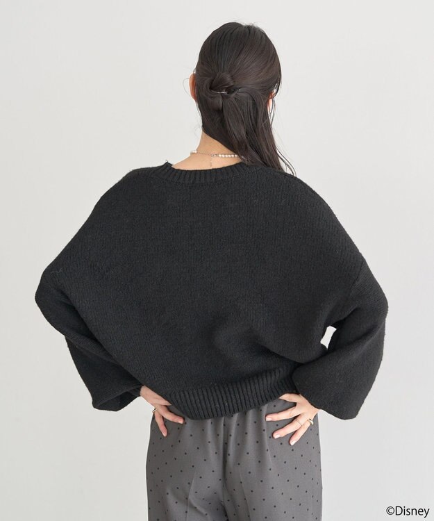 earth music&ecology 【予約】Disney/ミッキーコード刺繍ニットプルオーバー ブラック