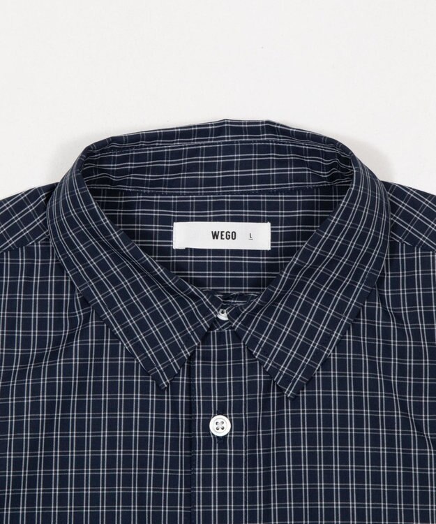 WEGO 【ユニセックス着用ITEM/MLサイズ展開】クロップドブロードシャツ ブルーチェック1