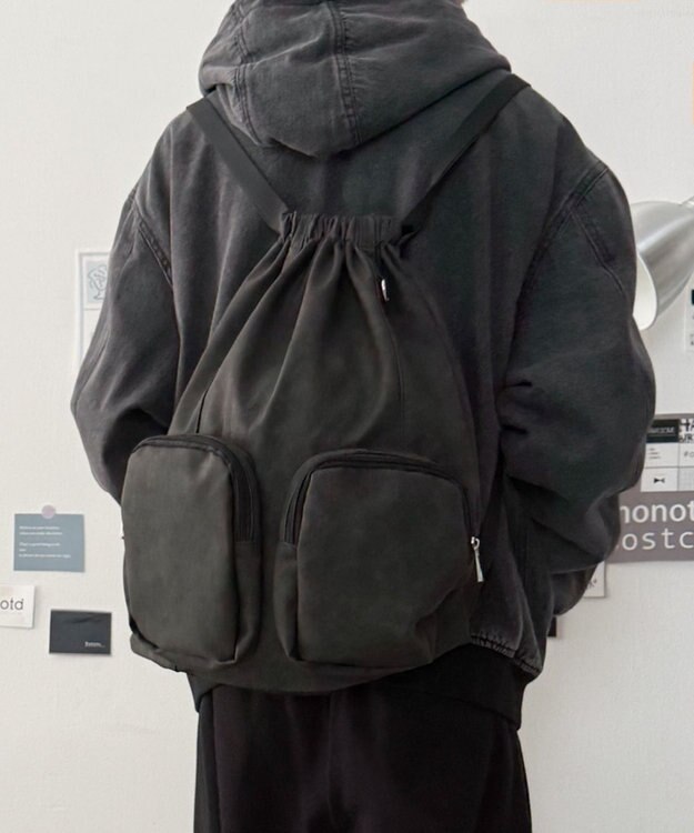 WEGO PUポケットデザインナップサック グレー