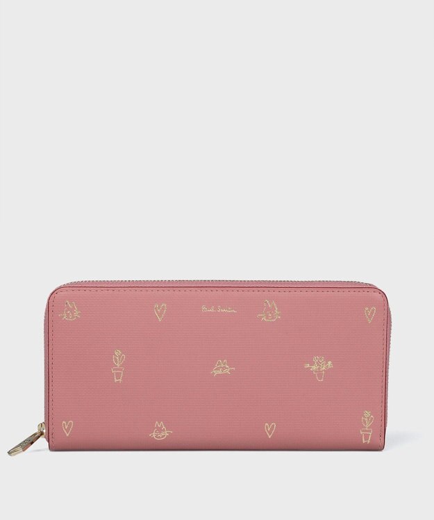 Paul Smith ミックスドゥードゥル ラウンドジップ 長財布 ピンク