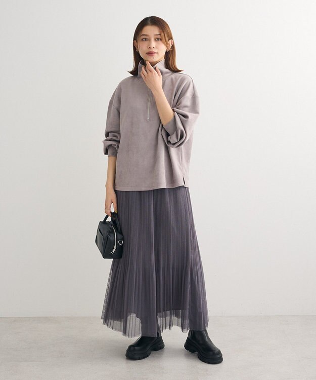 Green Parks ラメチュールプリーツスカート Charcoal Gray