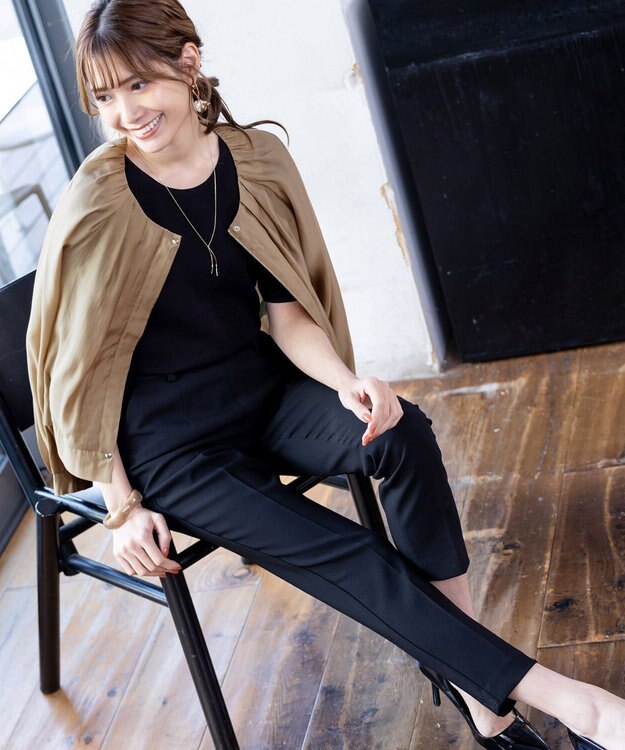 Tiaclasse 【日本製】大人上品なフラットカーブバーネックレス ゴールド