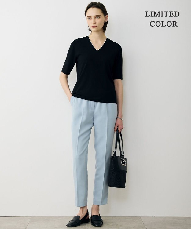 ICB L 【先行予約・WEB限定カラーあり】FluidBackSatin ドロストパンツ サックスグレー［WEB限定・総裏］