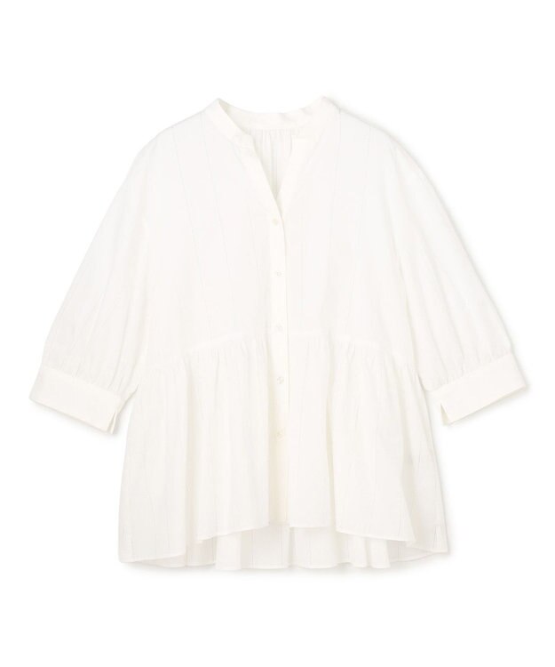 UNFILO ペプラム ギャザーブラウス ブラック