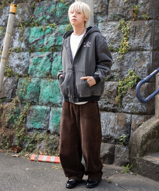 WEGO 【ユニセックス着用ITEM/MLサイズ展開】ワーカーズボアフードブルゾン デニムブラックソノタ