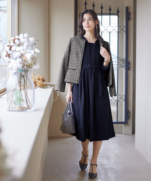 Tiaclasse ラメツイードジャケット ブラック